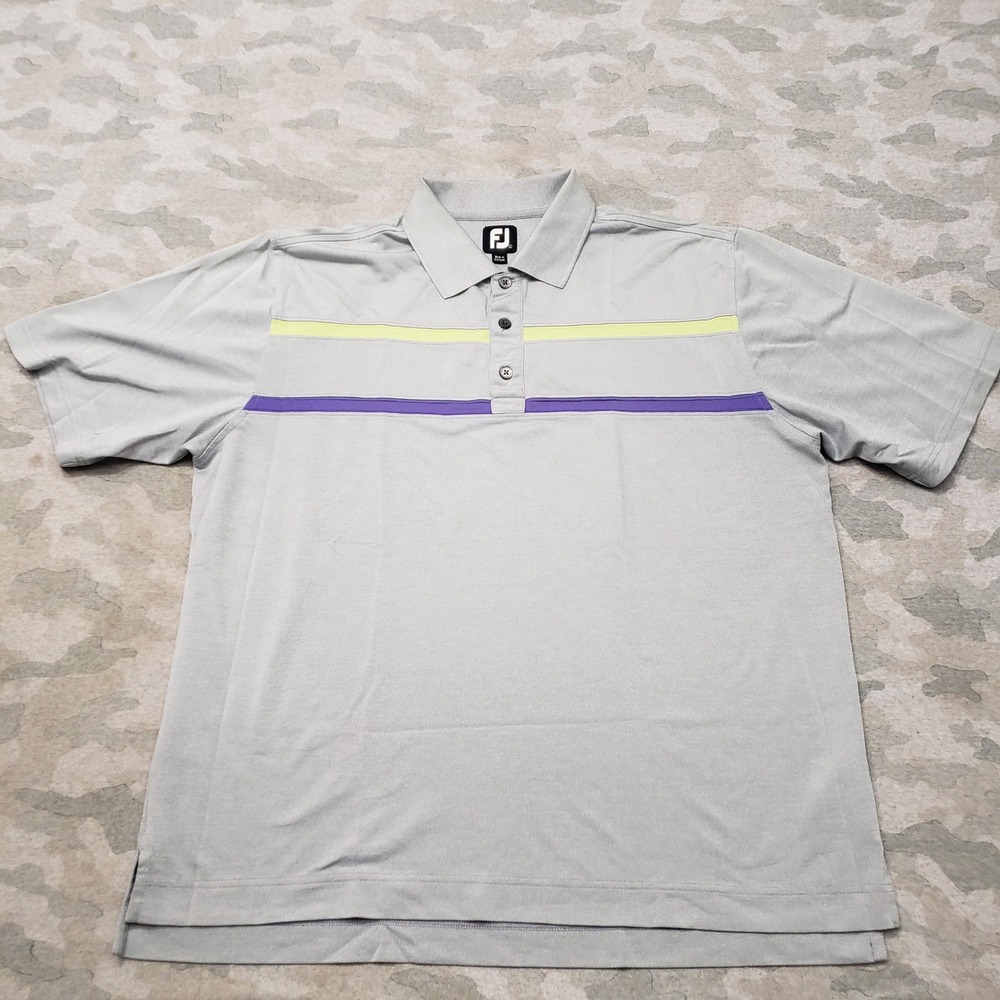 FootJoy Polo Shirt Mens Large Gray Golf Performance Short Sleeve Outdoors